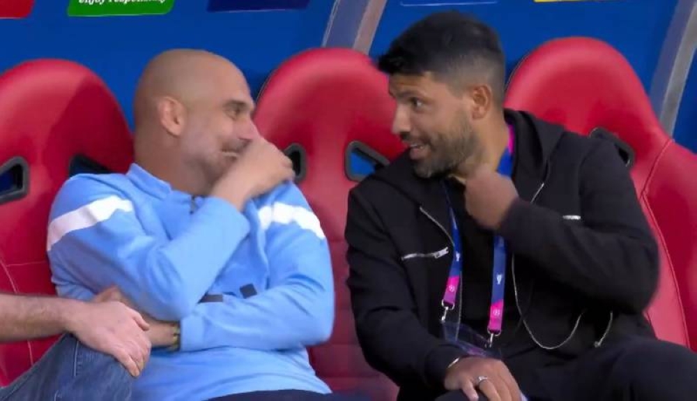 Así fue el divertido cruce de Pep Guardiola con Kun Agüero por Messi