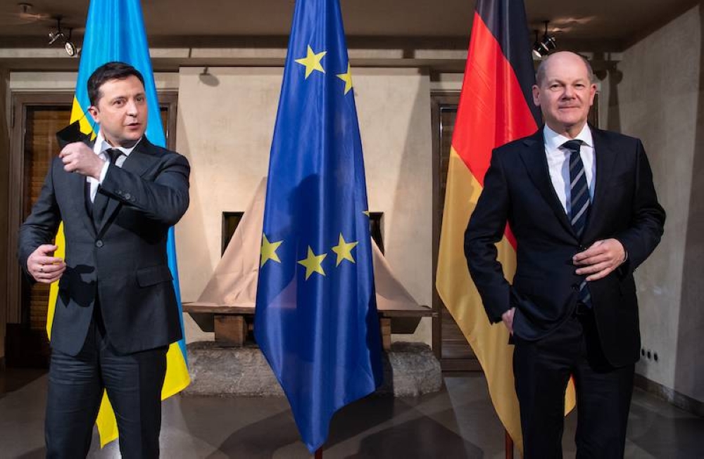 Volodymyr Zelenski junto al canciller alemán Olaf Scholz (der) el pasado 19 de Febrero en Munich./AFP 