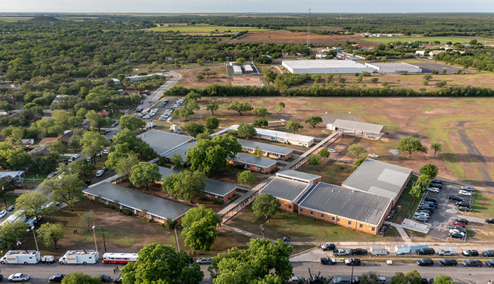 Vista aérea de la primaria Robb, en Uvalde Texas.AFP