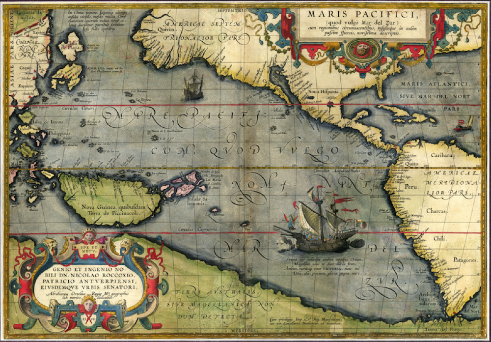 El histórico mapa Maris pacifici de1589, dibujado por Abraham Ortelius. 