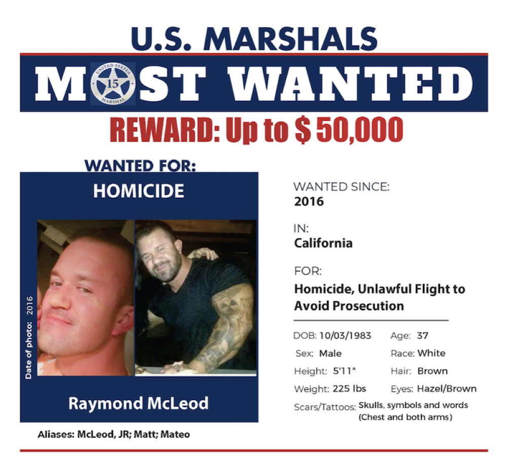 El cartel de los US Marshals sobre Raymond McLeod.