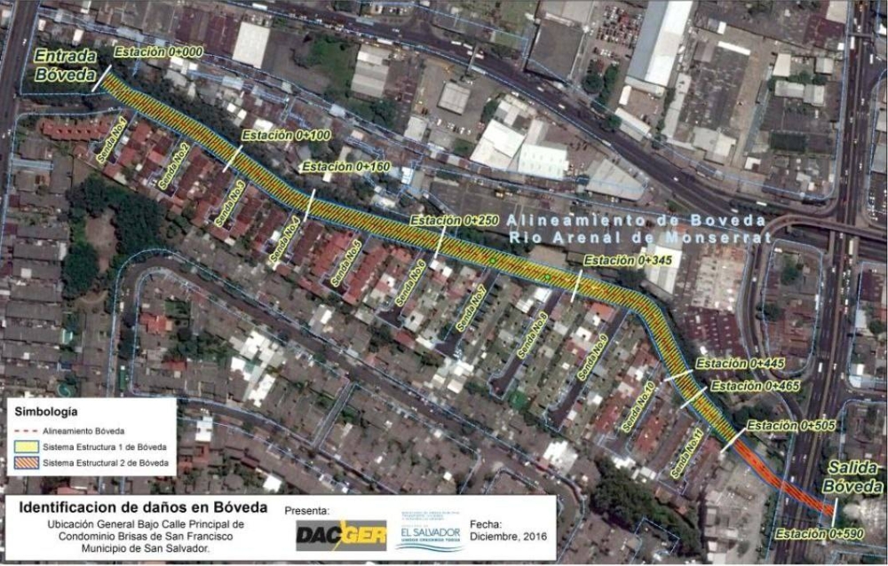 Mapa de la Residencial Brisas de San Francisco, en San Salvador. 