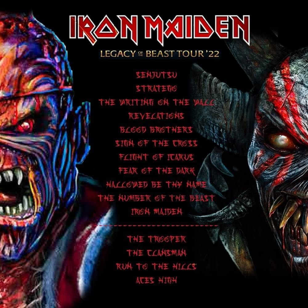 Set list de Iron Maiden en la gira mundial Legacy of the Beast Tour 2022.