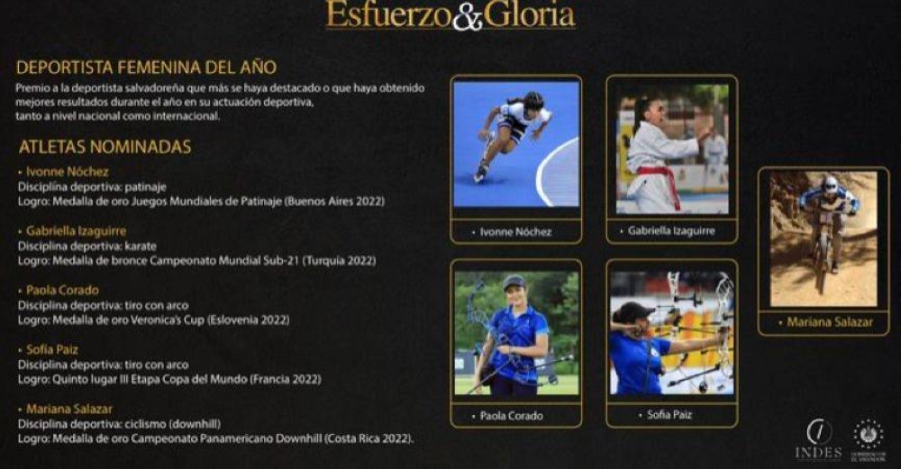 Nominadas femeninas en la categoría Deportista del Año / INDES El Salvador