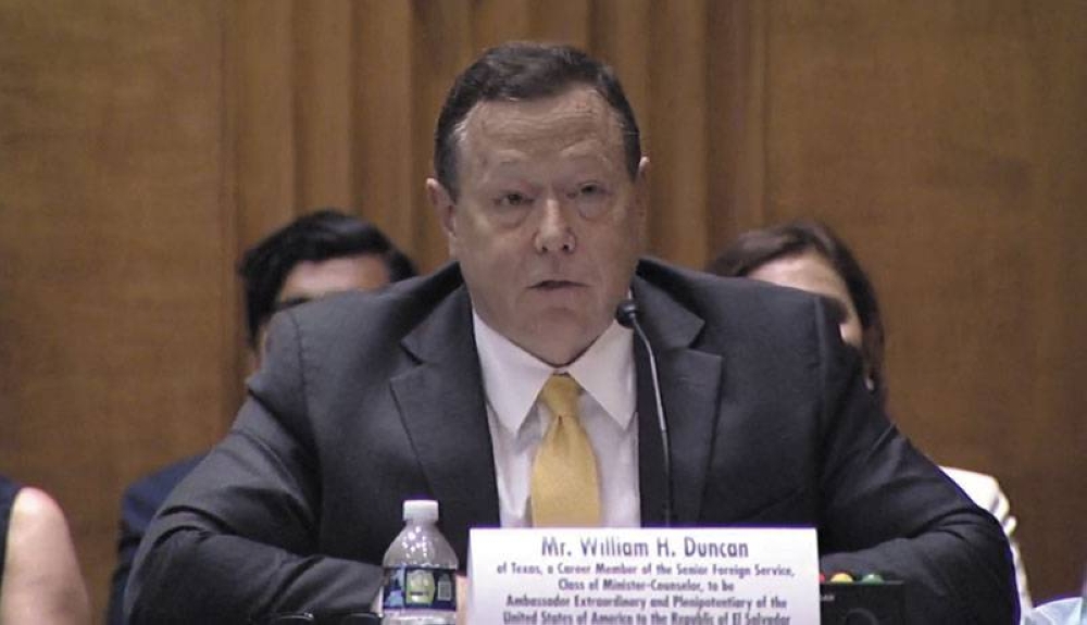 Senate confirms William H. Duncan as US ambassador to El Salvador