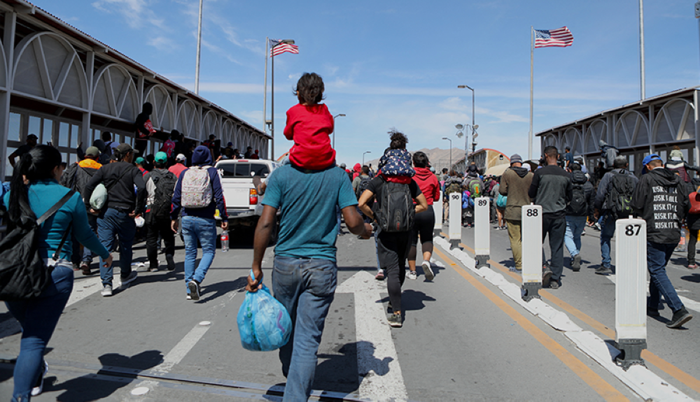 Migrants, mostly from Venezuela, are being forced to cross to the United States at the Paso del Norte International Bridge in Ciudad Juarez, Chihuahua, Mexico.