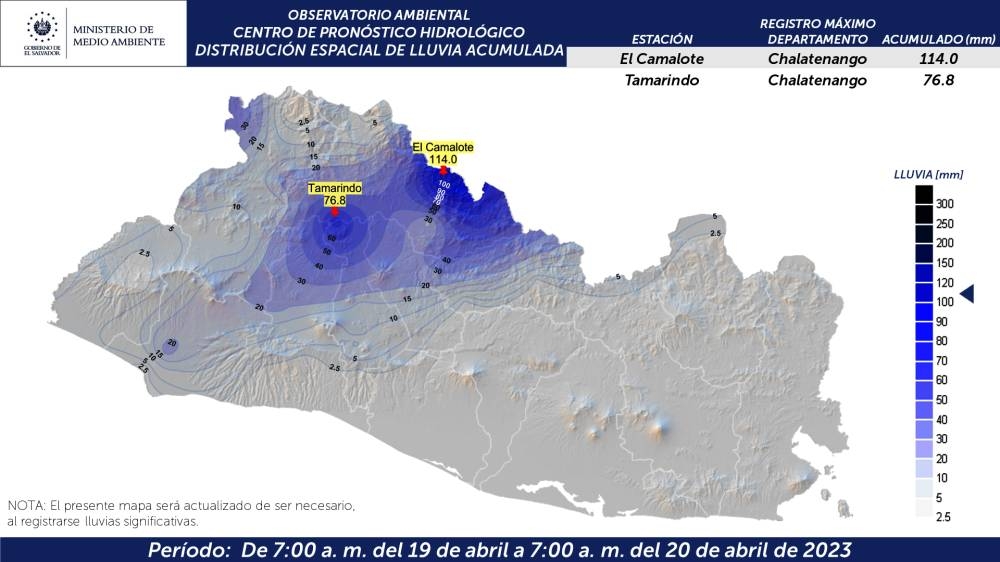 Mapa de precipitaciones del 19 y 20 de abril. Cortesía del Ministerio de Medio Ambiente.