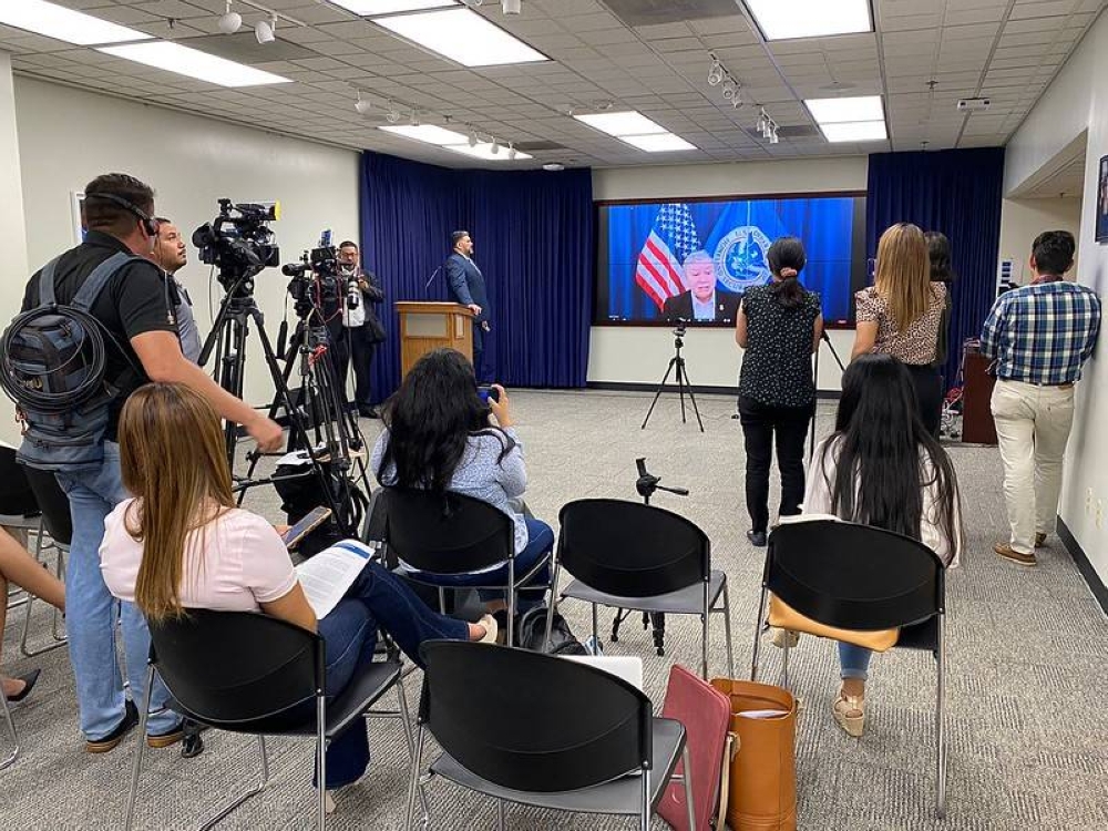La videoconferencia de la DHS regional fue brindada este miércoles desde Panamá la Embajada de los EEUU en San Salvador. / Embajada de EE.UU.