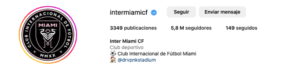 Perfil de instagram Inter Miami / Captura de pantalla