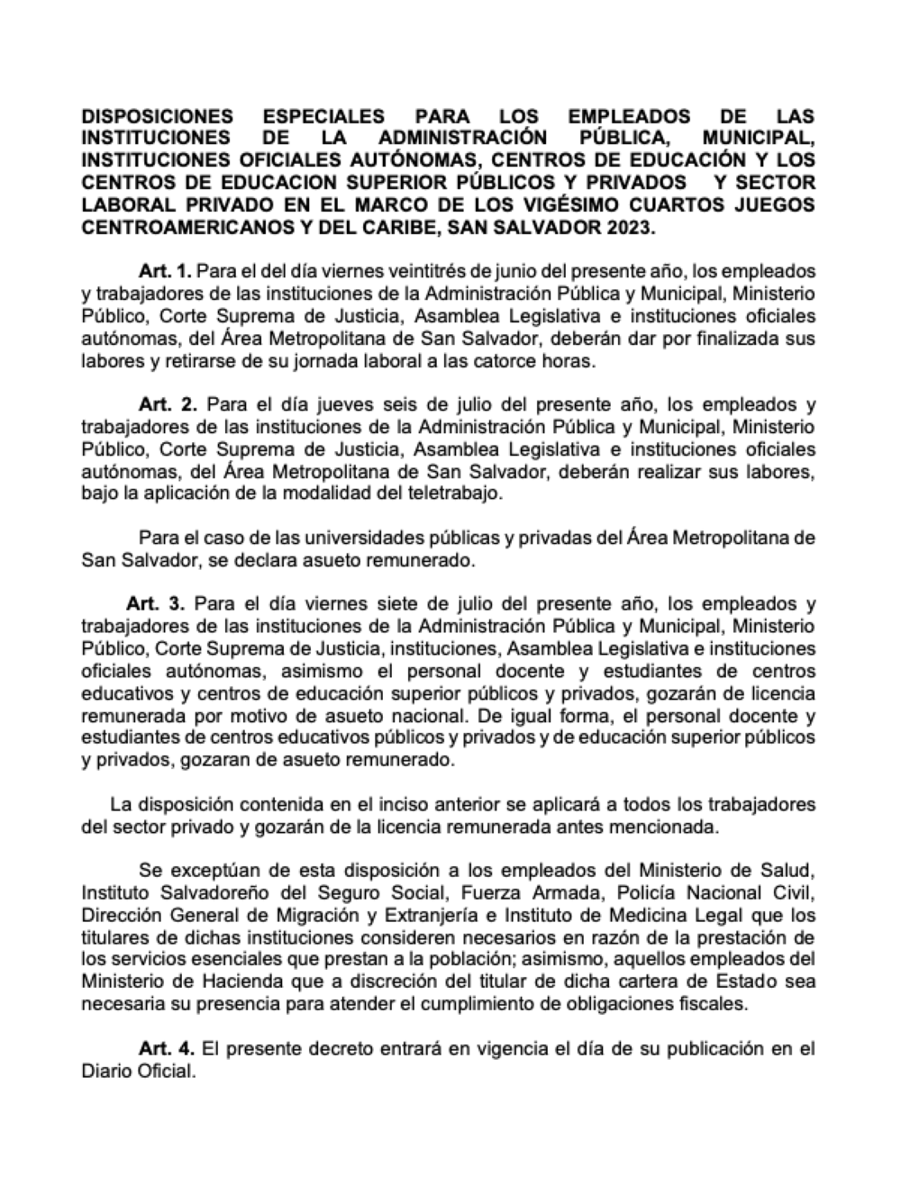 Decreto aprobado por la Asamblea Legislativa con dispensa de trámite, la noche del martes.