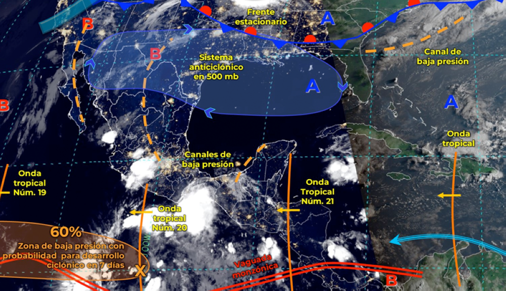 Nuevas ondas tropicales avanzan hacia el norte de Centroamérica. Conagua