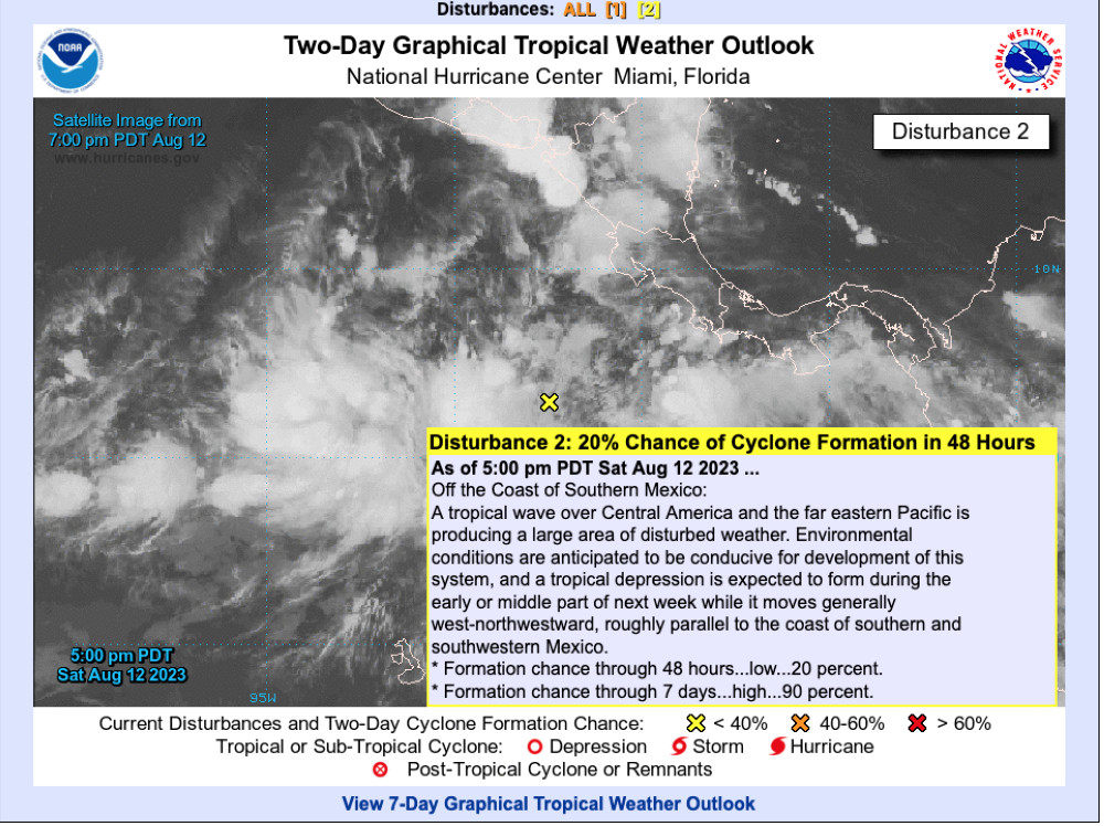 Imagen de satélite y reporte de NHC-NOAA