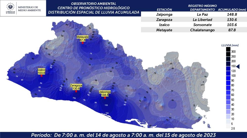 Mapa espacial de lluvia acumulada.