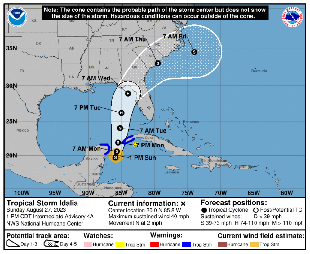 Trayectoria de la tormenta Idalia