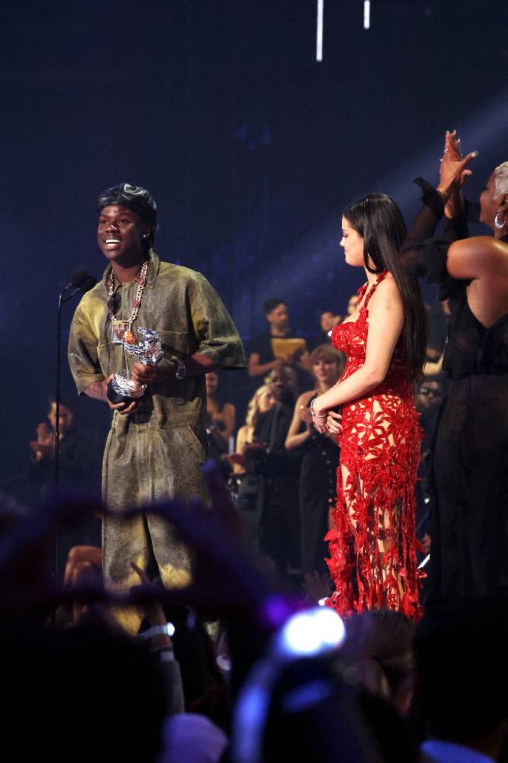 Nigeria's Rema and Selena Gomez receive the award for Best Afrobeats 