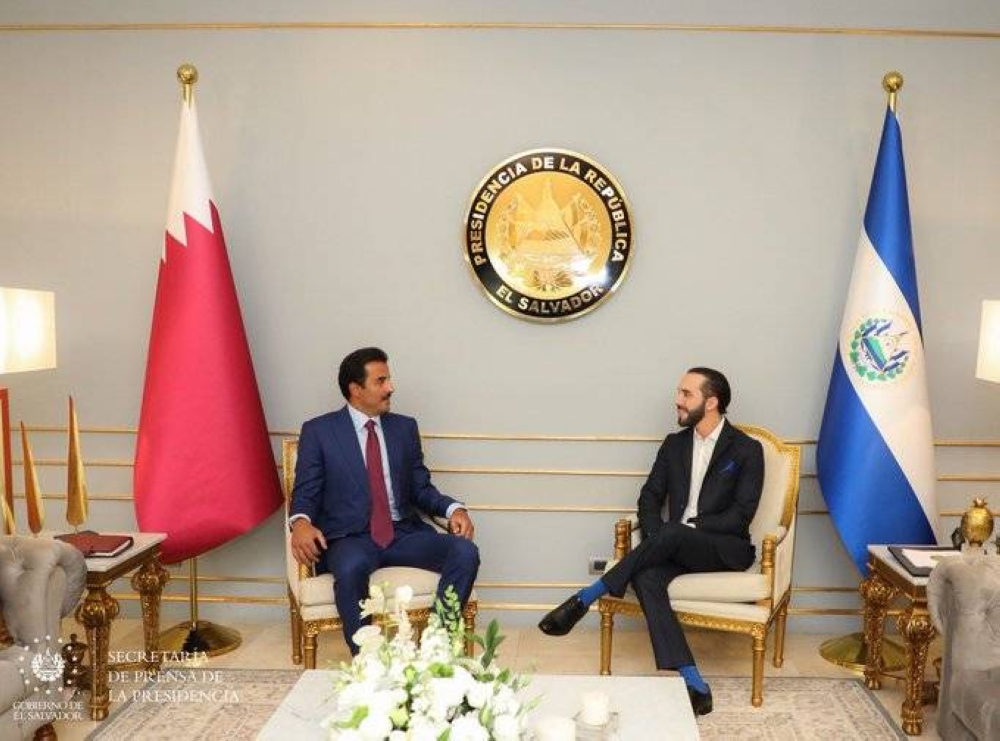 The leaders of Qatar and El Salvador have met at the presidential palace and are awaiting a cooperation agreement.  / Presidential Spokesperson.