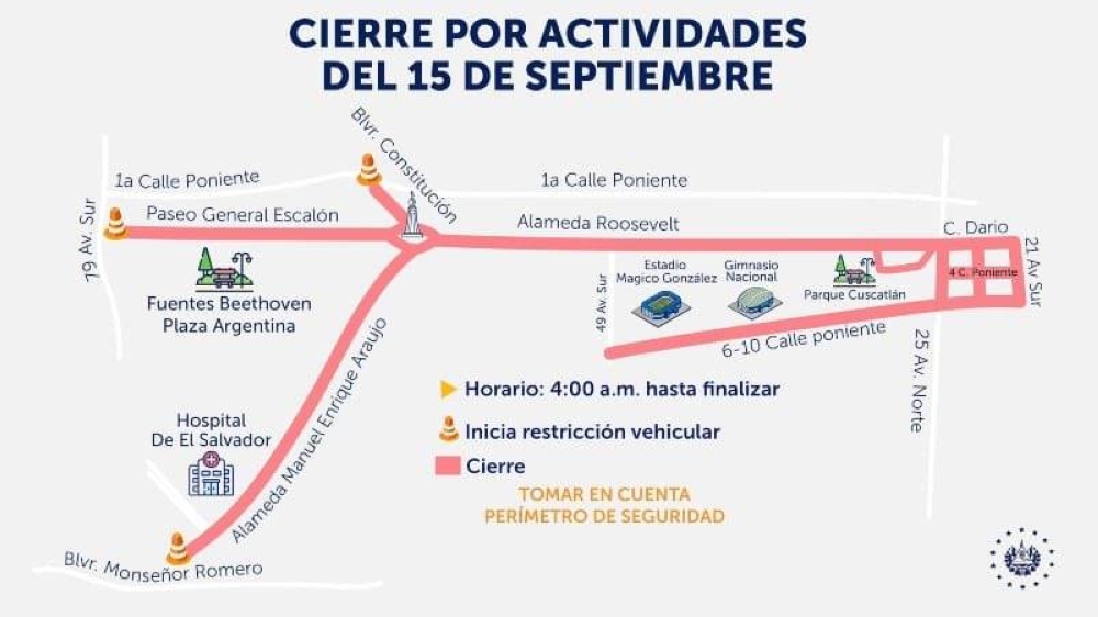 Cierre de calles por actividades del 15 de septiembre. / MOPT