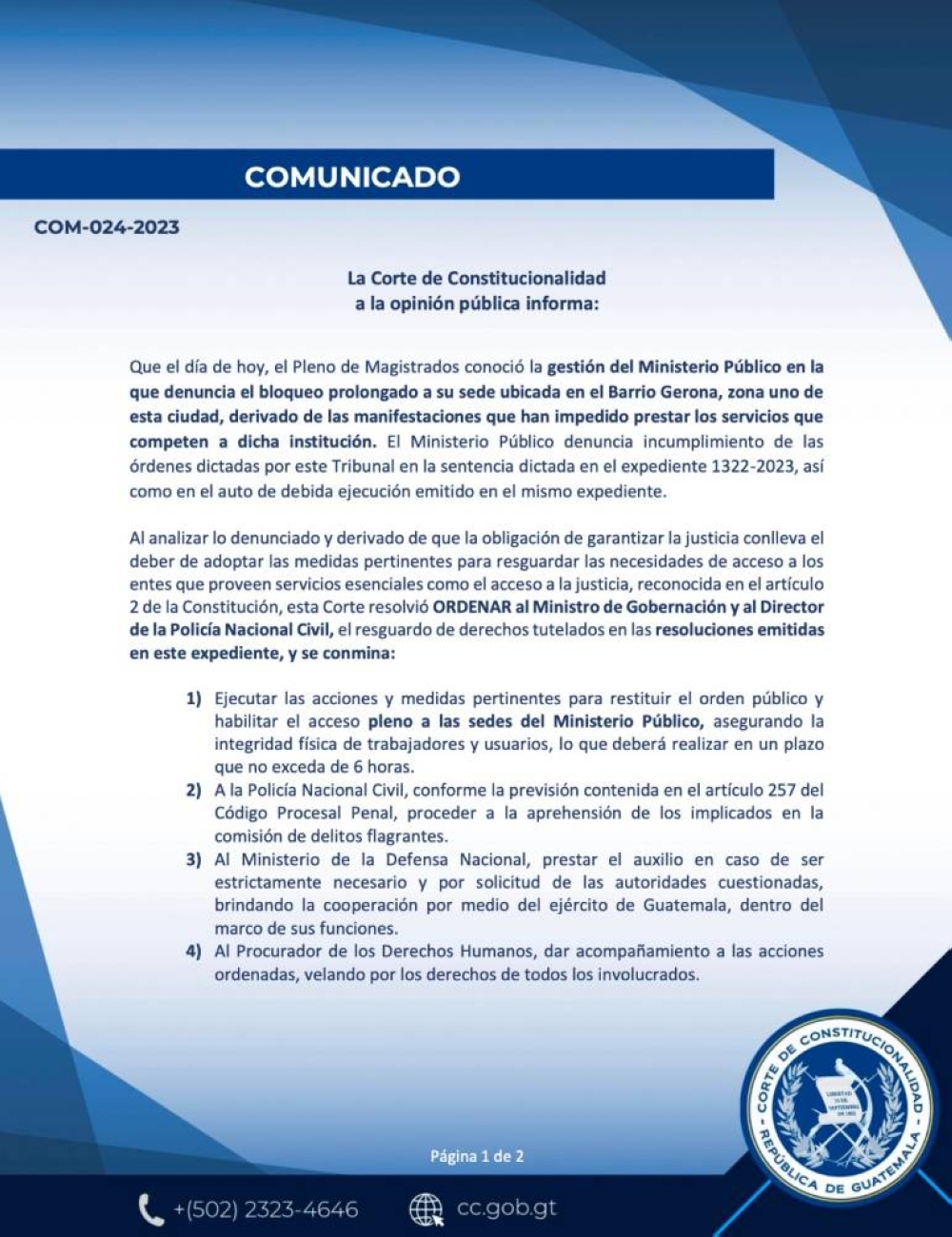 Comunicado.