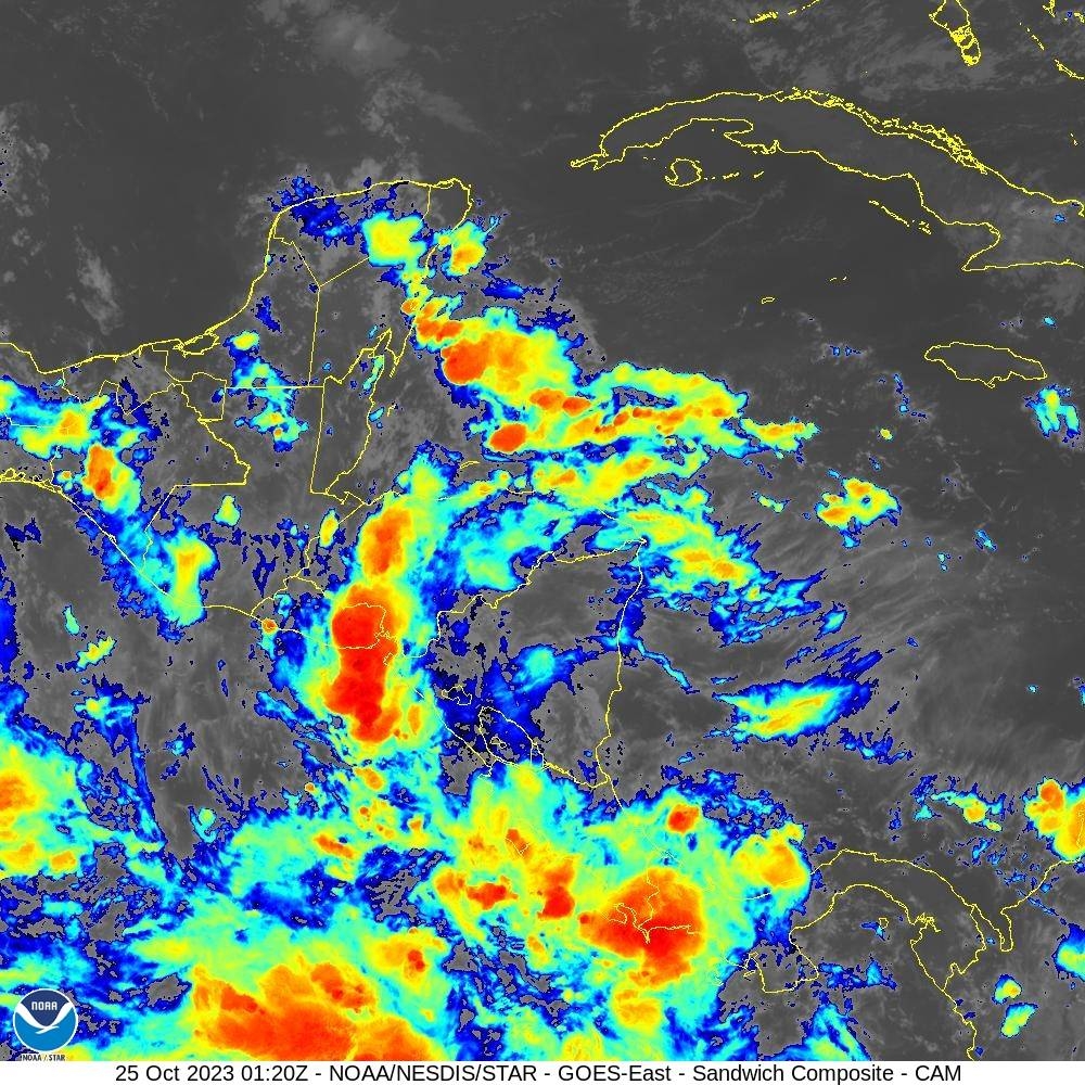 Imagen de satélite actual sobre la región centroamericana. NOAA