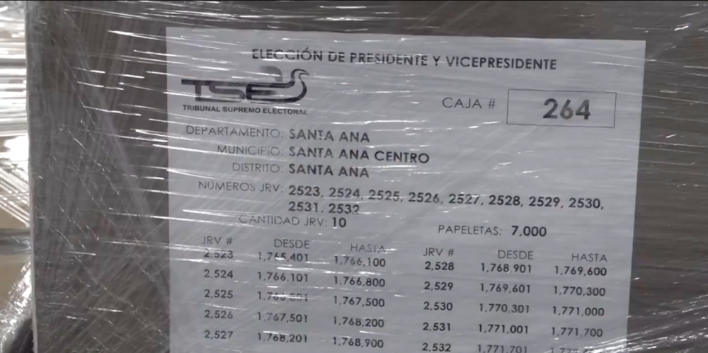 Las papeletas son empacadas y embaladas para ser distribuidas para el día de la elección. / Imagen de video del TSE.