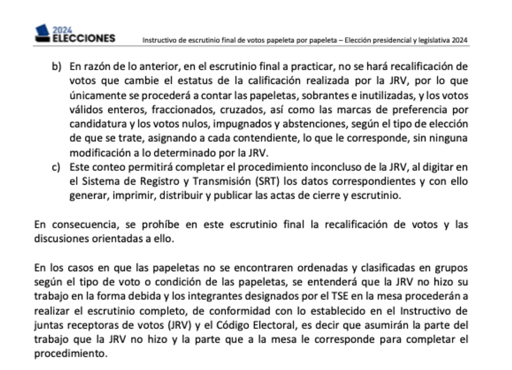 Página 7 del instructivo de escrutinio de votos papeleta por papeleta.
