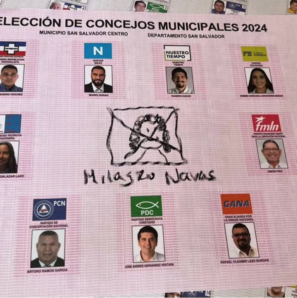 En una papeleta de candidatos a San Salvador Centro, Milagro Navas fue la protagonista.