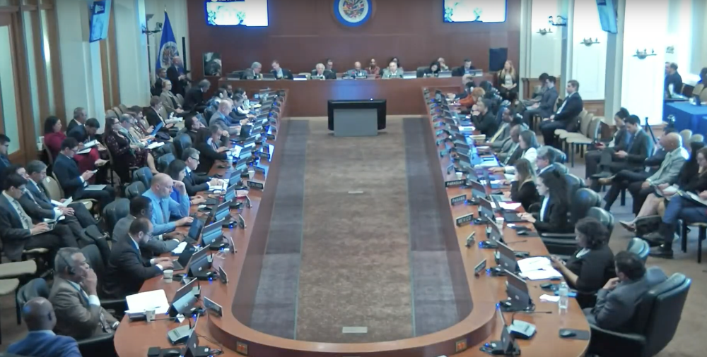 El Consejo Permanente de la OEA aprobó el 10 de abril la resolución de condena a la irrupción ecuatoriana a la Embajada mexicana. / Imagen de video de la OEA.