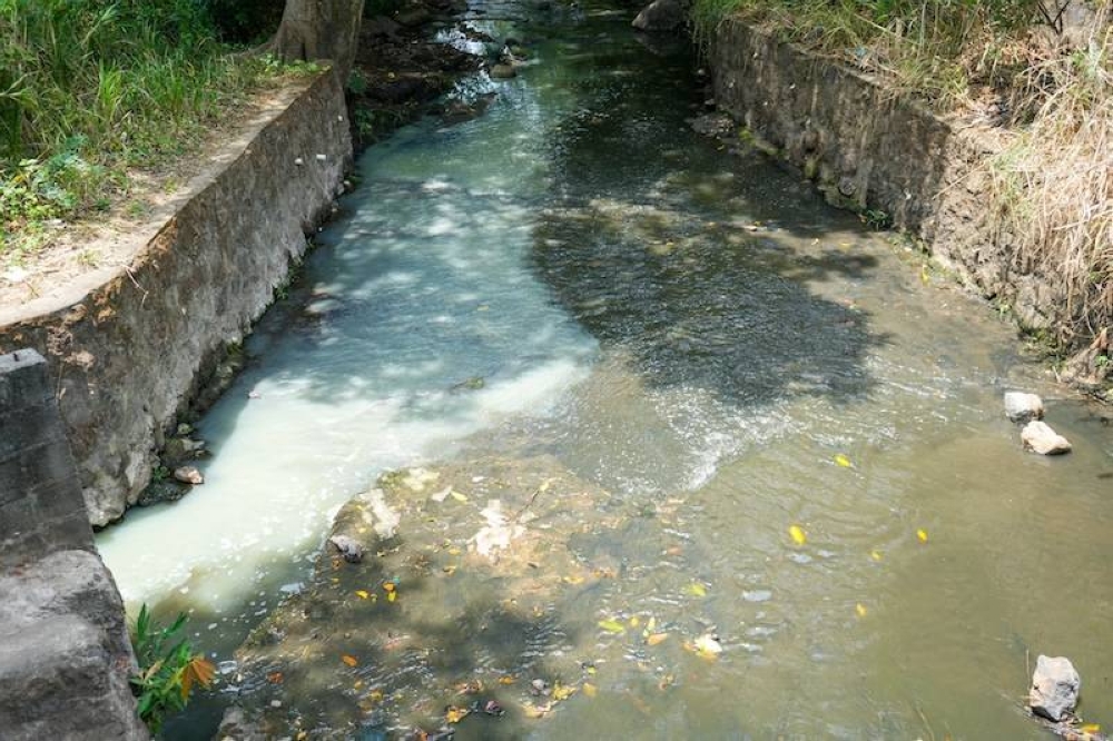 Una imagen difundida por el Ministerio del Medio Ambiente sobre la contaminación del río Tres Ceibas, en Chalchuapa, Ahuachapán.