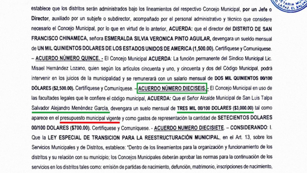 Fragmento del acta municipal del 1 de mayo publicada por el alcalde Salvador Menéndez.