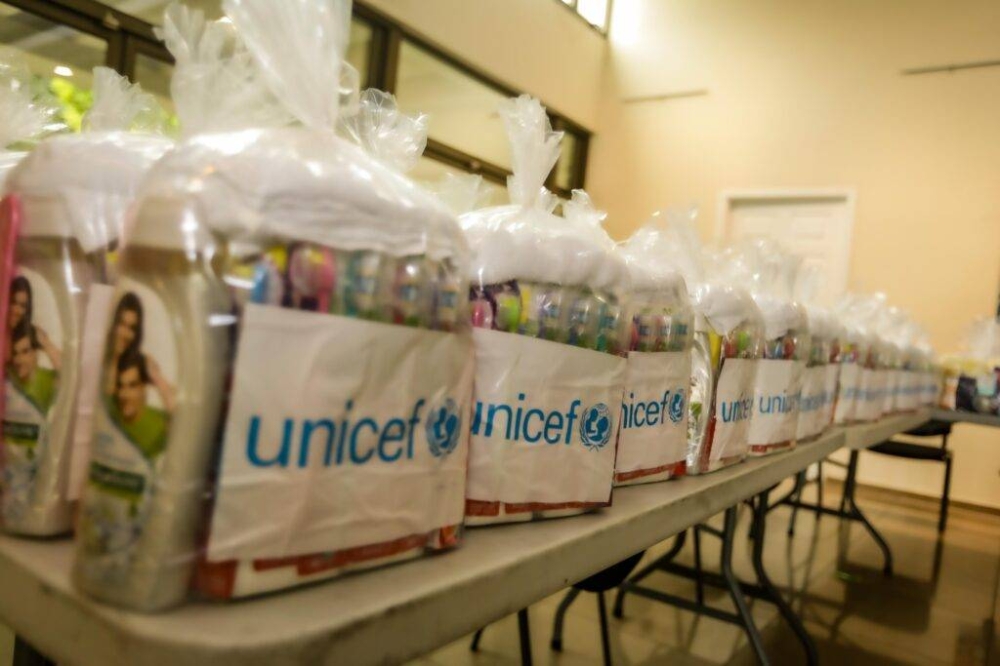 Unicef entregó 120 kits de higiene familiar y para niños menores de dos años. / Cancillería de El Salvador.