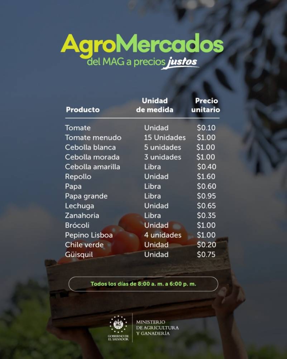 Los agromercados abren todos los días hasta las 6:00 p.m. /MAG