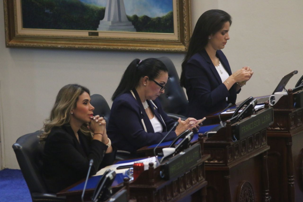 La diputada Marcela Villatoro, de Arena, y la diputada Claudia Ortiz, de Vamos, votaron a favor. La diputada Silvia Regalado no votó. / Lisbeth Ayala.