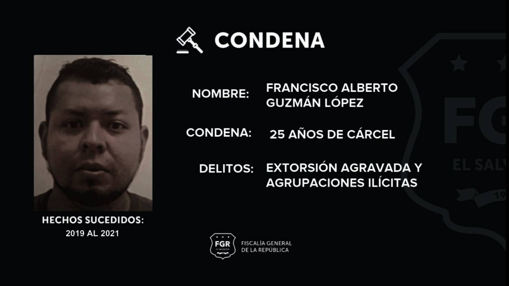 Francisco Guzmán fue condenado a 25 años de cárcel por el delito de extorción agravada y agrupaciones ilícitas. /FGR.