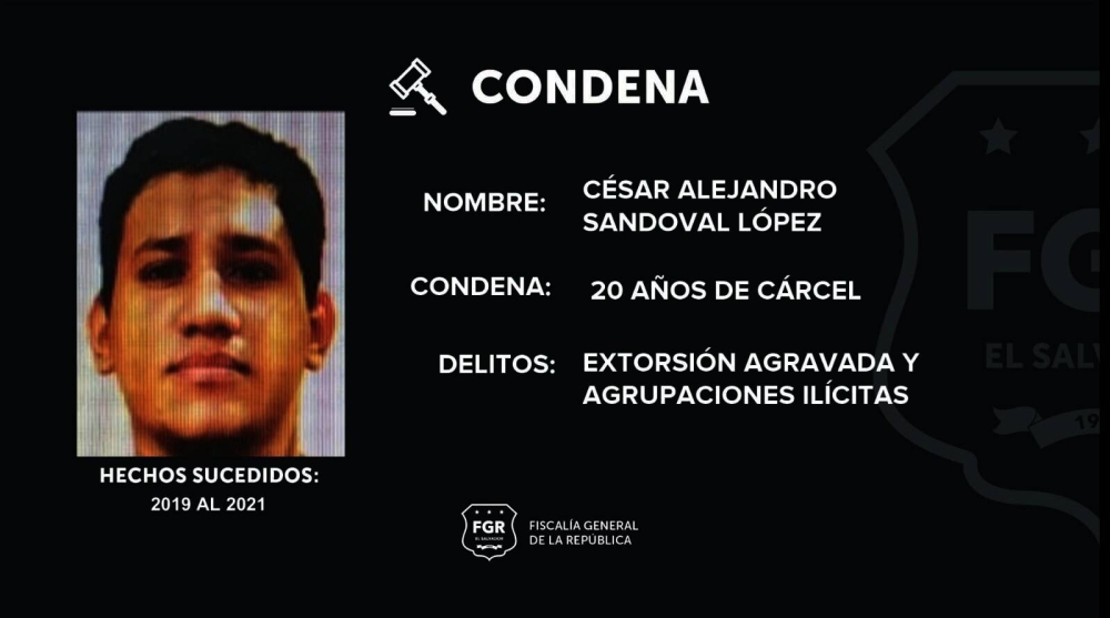 César Sandoval fue condenado a 20 años de cárcel por el delito de extorción agravada y agrupaciones ilícitas. /FGR.