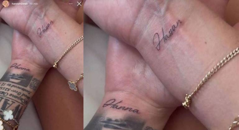 Peso Pluma y Hanna al parecer han caído en las redes del amor, pero sus sencillos tattoos bien pueden ser cubiertos por otros cuando llegue el momento.,image_description: