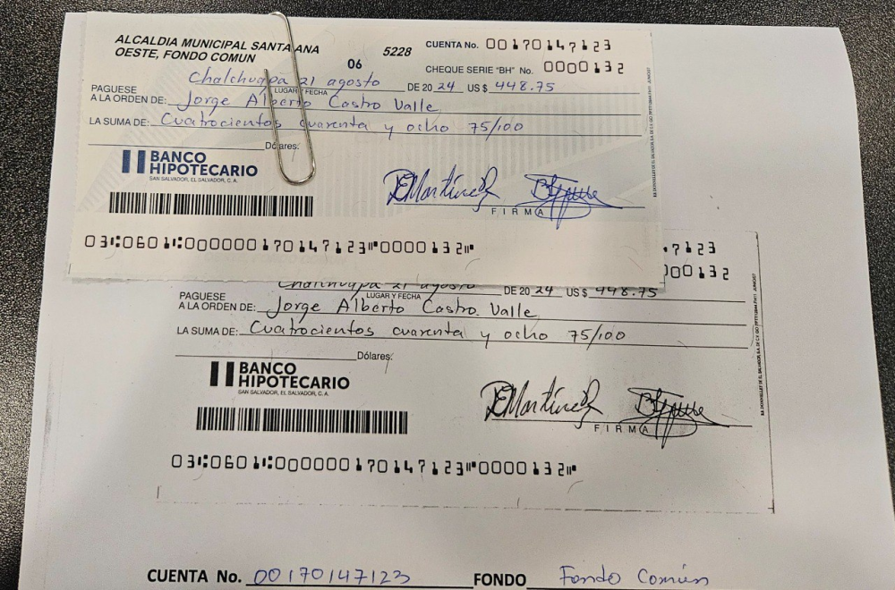 El cheque publicado este viernes por el alcalde Jorge Castro.,image_description: