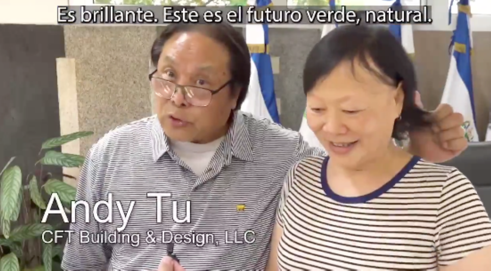 Andy Tu y Jessica Liang, de la empresa CFT Building  Design, LLC., en un video divulgado por la embajadora Milena Mayorga.,image_description: