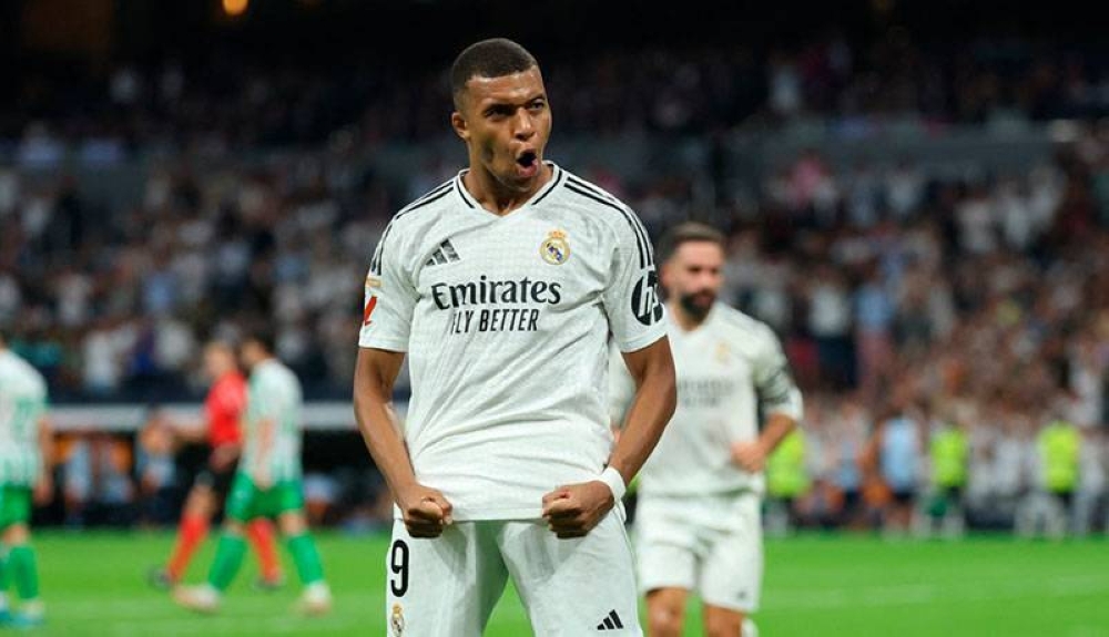 Kylian Mbappé marcó a pase de Federico Valverde su primer tanto en el Santiago Bernabéu. / AFP,image_description: