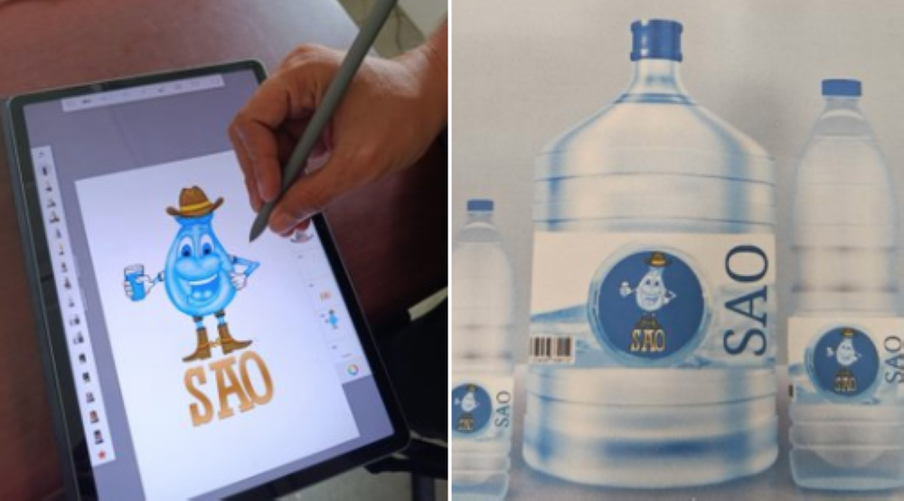 El alcalde divulgó logos de su proyecto de empresa municipal de comercialización de agua.,image_description: