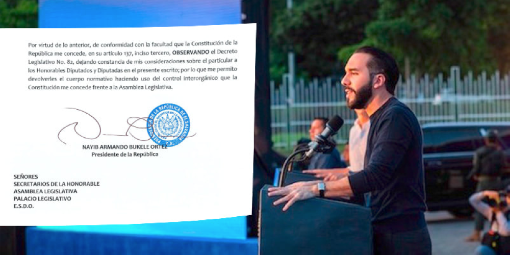 Las observaciones del presidente Nayib Bukele fueron recibidas el 6 de septiembre por la Asamblea Legislativa.,image_description: