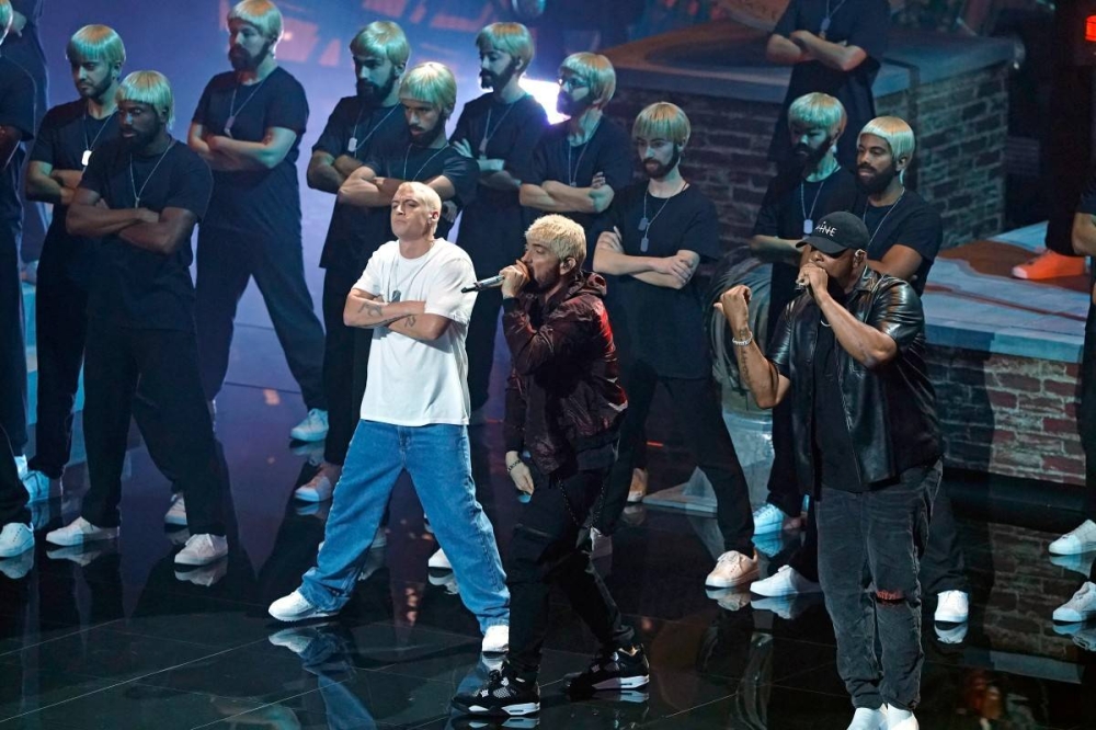 Eminem durante su actuación. Photo by TIMOTHY A. CLARY / AFP