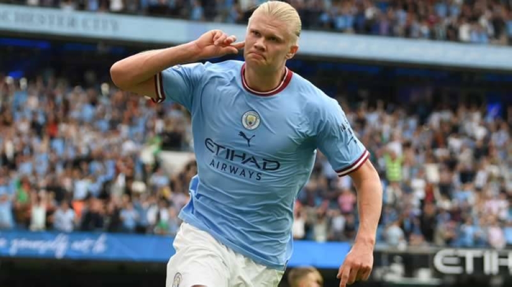 Erling Haaland, goleador del Manchester City.,image_description: