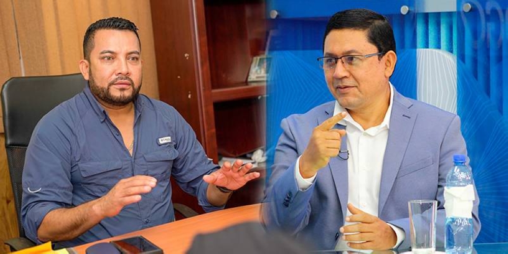 Alex Torres, alcalde de San Miguel Centro, señaló a Wilfredo Salgado de pretender congelar el pago de impuestos a siete empresas vinculadas al exalcalde. / Imágenes de San Miguel Centro y Diálogo 21.,image_description: