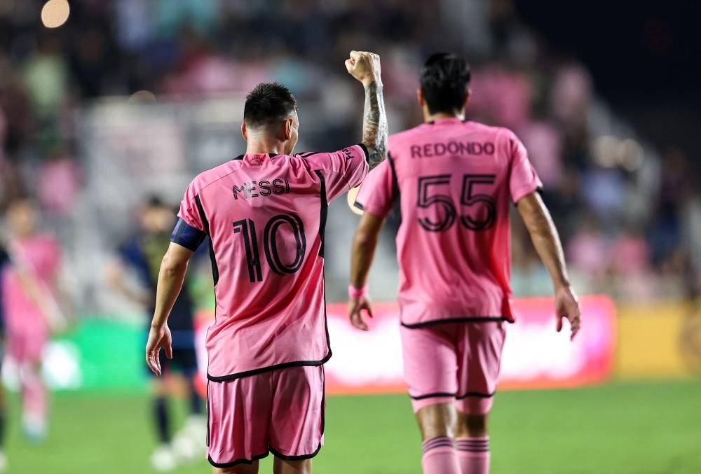 Lionel Messi celebra uno de los dos goles que anotó ante Philadelphia Union. / AFP,image_description:Football: Major League Soccer MLS  Regular season: Inter Miami CF v Philadelphia Union