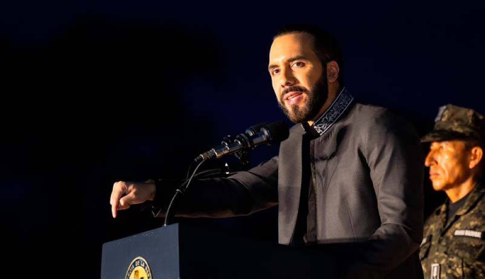 El presidente Nayib Bukele durante su discurso a la nación en el marco del Día de La Independencia. /Casa Presidencial,image_description: