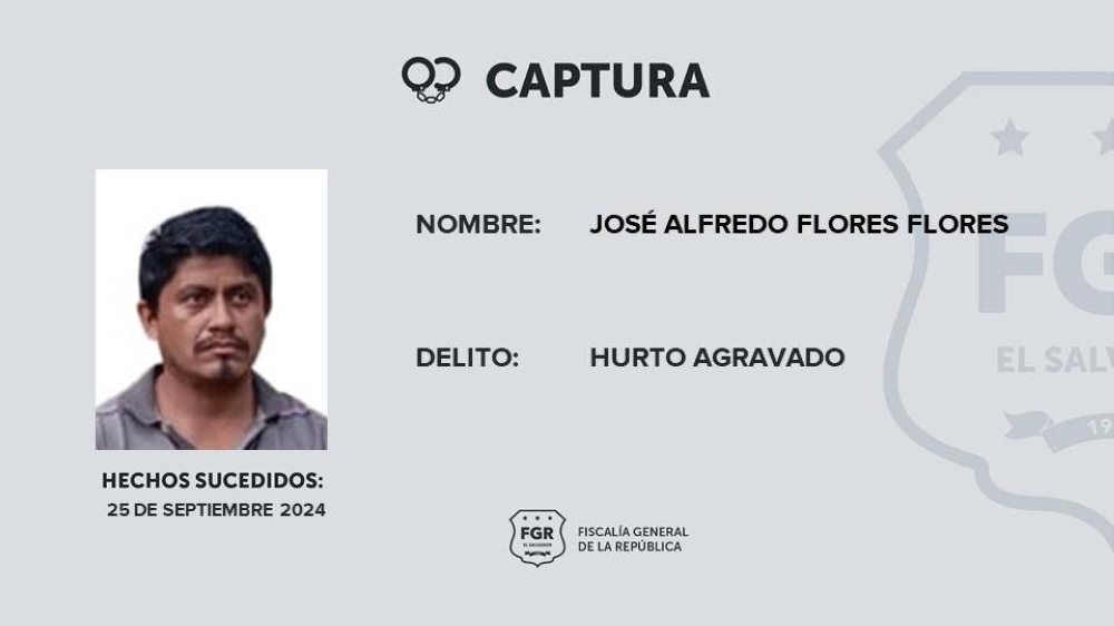 La Fiscalía publicó la fotografía del detenido por hurto agravado. ,image_description: