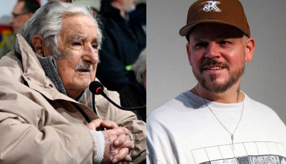 Residente aprovechó su paso por Montevideo para visitar al expresidente Pepe Mujica. / AFP,image_description: