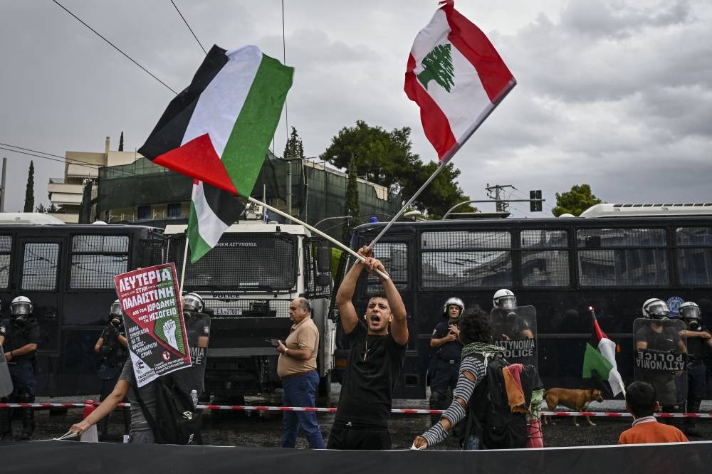 Manifestantes en favor de Palestina en Grecia. /AFP