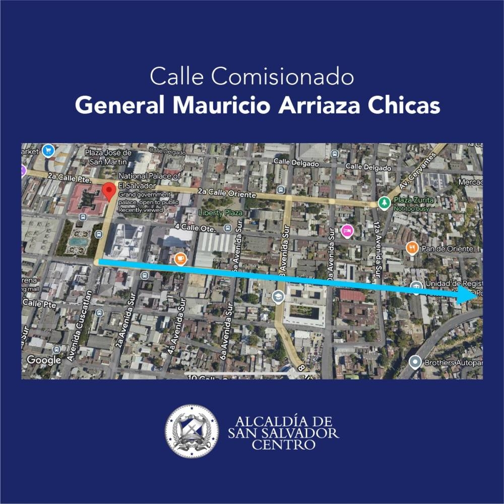 La sexta calle pasará a llamarse calle Comisionado General Mauricio Arriaza Chicas. / @marioduran