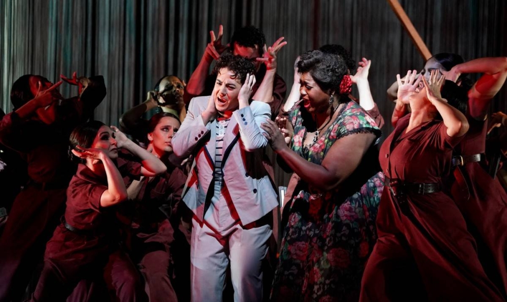 La mezzosoprano Daniela Mack interpreta al poeta y dramaturgo Federico García Lorca en Ainadamar. Photo by TIMOTHY A. CLARY / AFP,image_description: